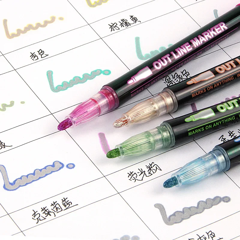 36 Color Double Line Outline A - Highlighter Set Pastel ulasan dan harga