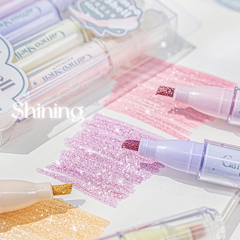 4 Colors/Set Glitter Highlight - Highlighter Set Pastel ulasan dan harga