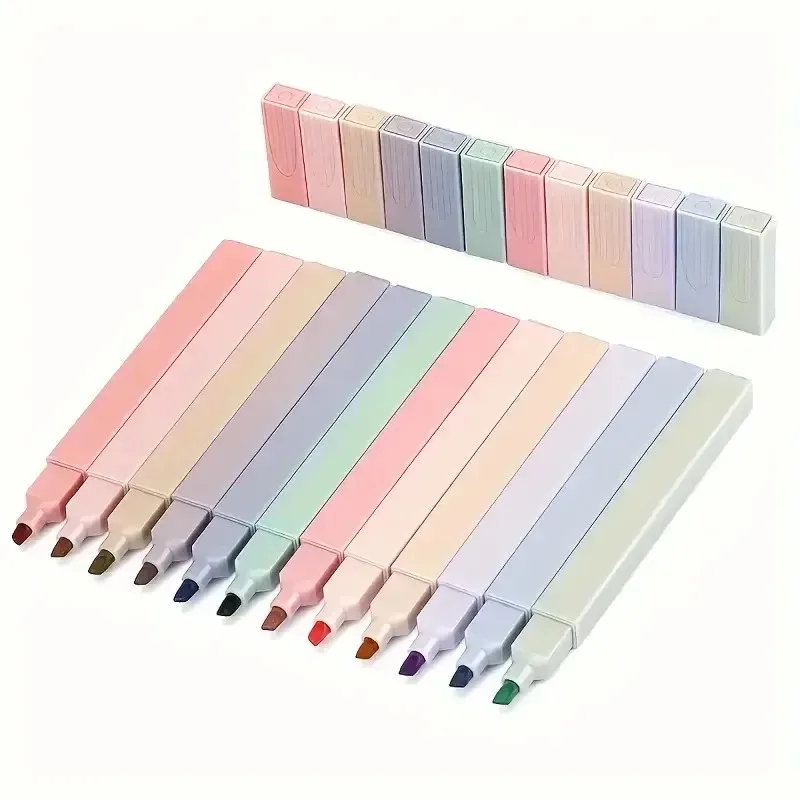 12Pcs Colorful Aesthetic Highl - Highlighter Set Pastel ulasan dan harga