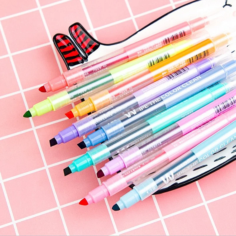 10 Colors Erasable Highlighter - Highlighter Set Pastel ulasan dan harga