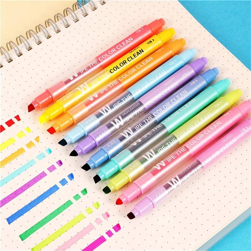 10 Colors Erasable Highlighter - Highlighter Set Pastel ulasan dan harga