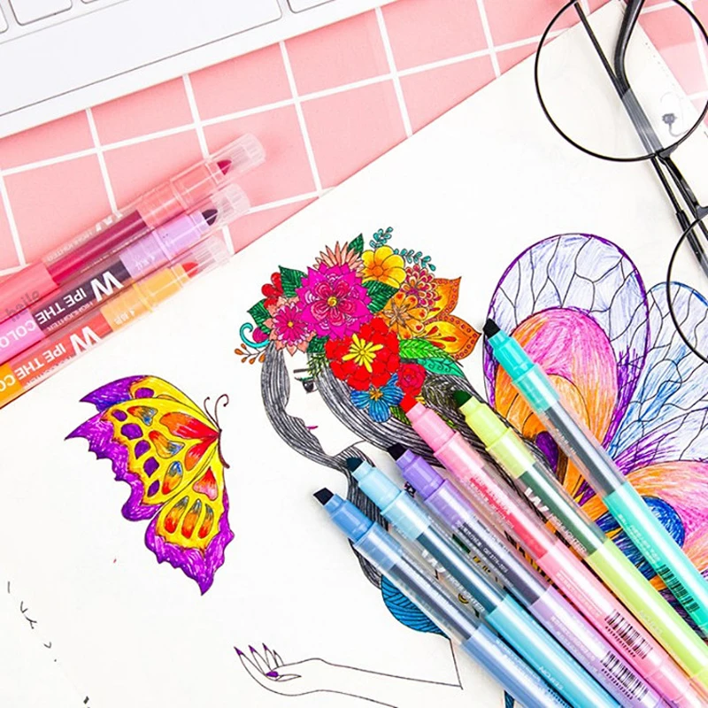 10 Colors Erasable Highlighter - Highlighter Set Pastel ulasan dan harga