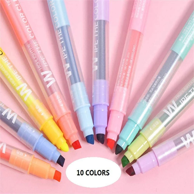 10 Colors Erasable Highlighter - Highlighter Set Pastel ulasan dan harga